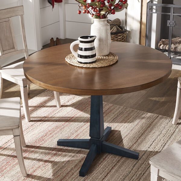Anna Blue Round Two-Tone Dining Table, image 4